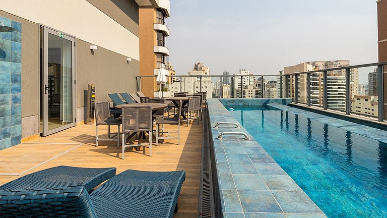 Studio com Piscina no Rooftop próx. ao Allianz